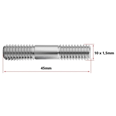Prisioneiro da Turbina 10 x 1,5 x 45mm (Pacote com 10 unidades)