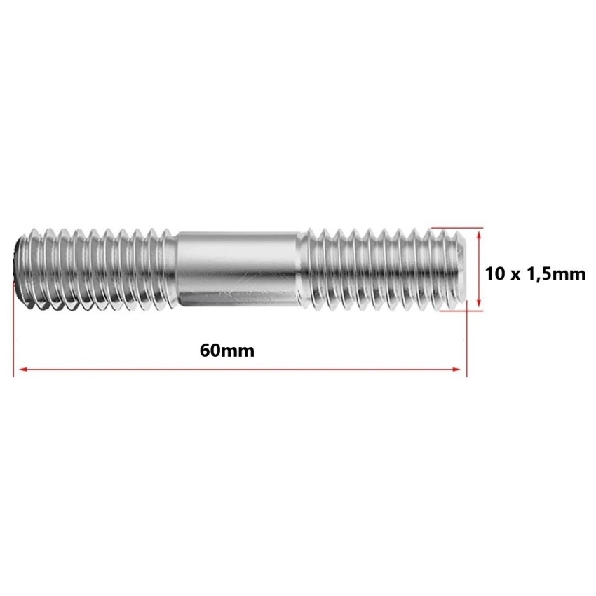 Prisioneiro da Turbina 10 x 1,5 x 60mm (Pacote com 10 unidades)