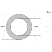 Arruela vedação de Alumínio 8,3 x 14 x 1,5mm (Pacote com 100 unidades)
