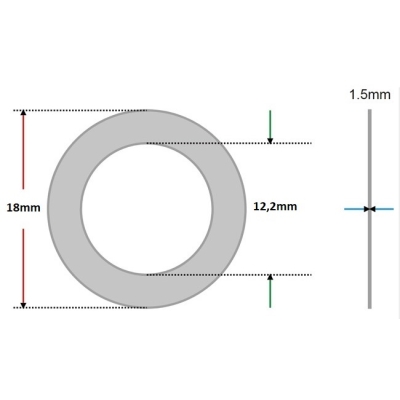 Arruela vedação de Alumínio 12,2 x 18 x 1,5mm (Pacote com 100 unidades)