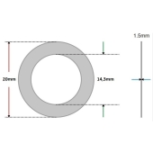 Arruela vedação de Alumínio 14,3 x 20 x 1,5mm (Pacote com 100 unidades)