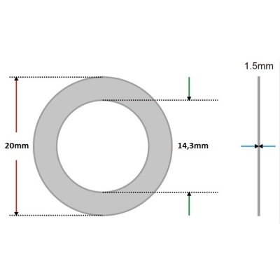 Arruela vedação de Alumínio 14,3 x 20 x 1,5mm (Pacote com 100 unidades)