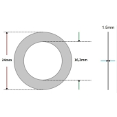 Arruela vedação de Alumínio 16,2 x 24 x 1,5mm (Pacote com 100 unidades)