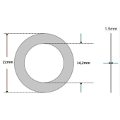 Arruela vedação de Alumínio 14,2 x 22 x 1,5mm (Pacote com 100 unidades)