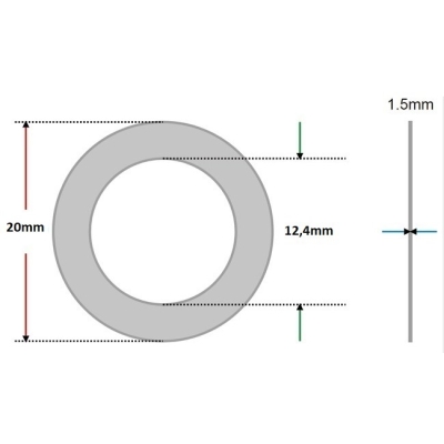 Arruela vedação de Alumínio 12,4 x 20 x 1,5mm (Pacote com 100 unidades)