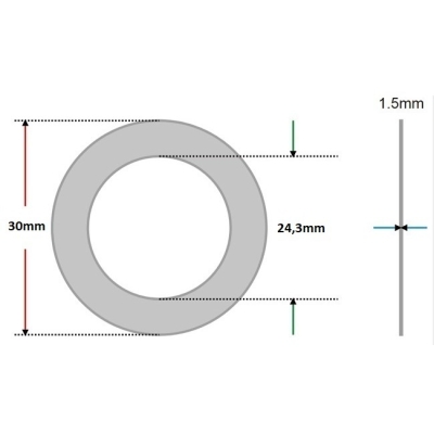 Arruela vedação de Alumínio 24,3 x 30 x 1,5mm (Pacote com 50 unidades)