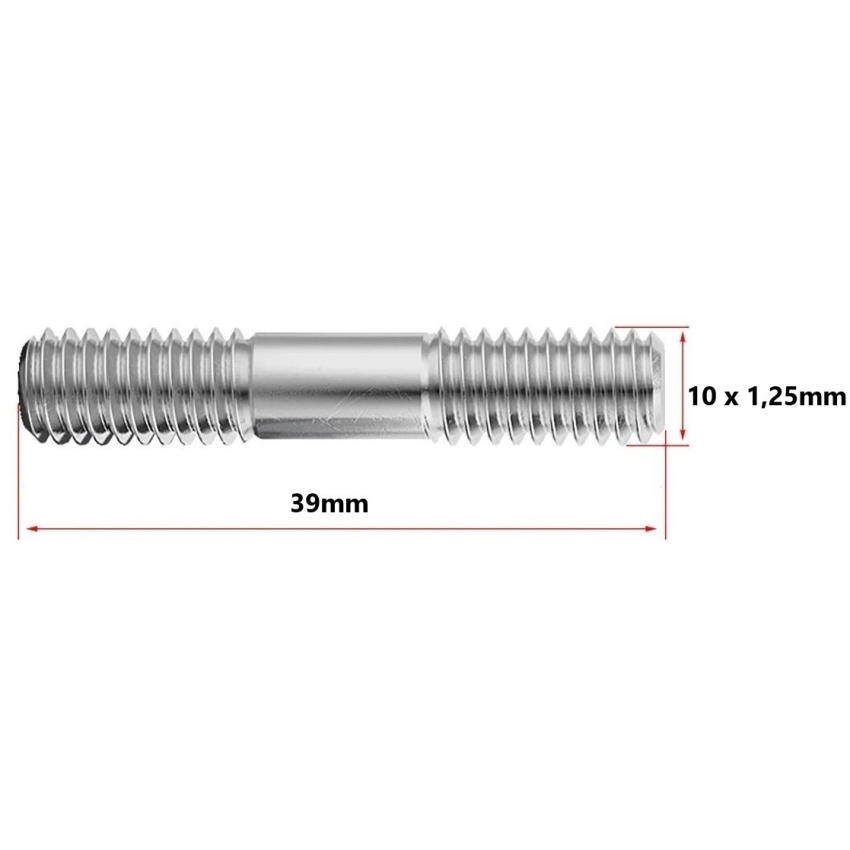 Prisioneiro da Turbina 10 x 1,25 x 39mm (Pacote com 10 unidades)