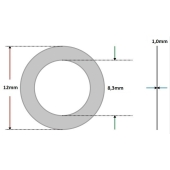 Arruela vedação de Alumínio 8,3 x 12 x 1,0mm (Pacote com 100 unidades)