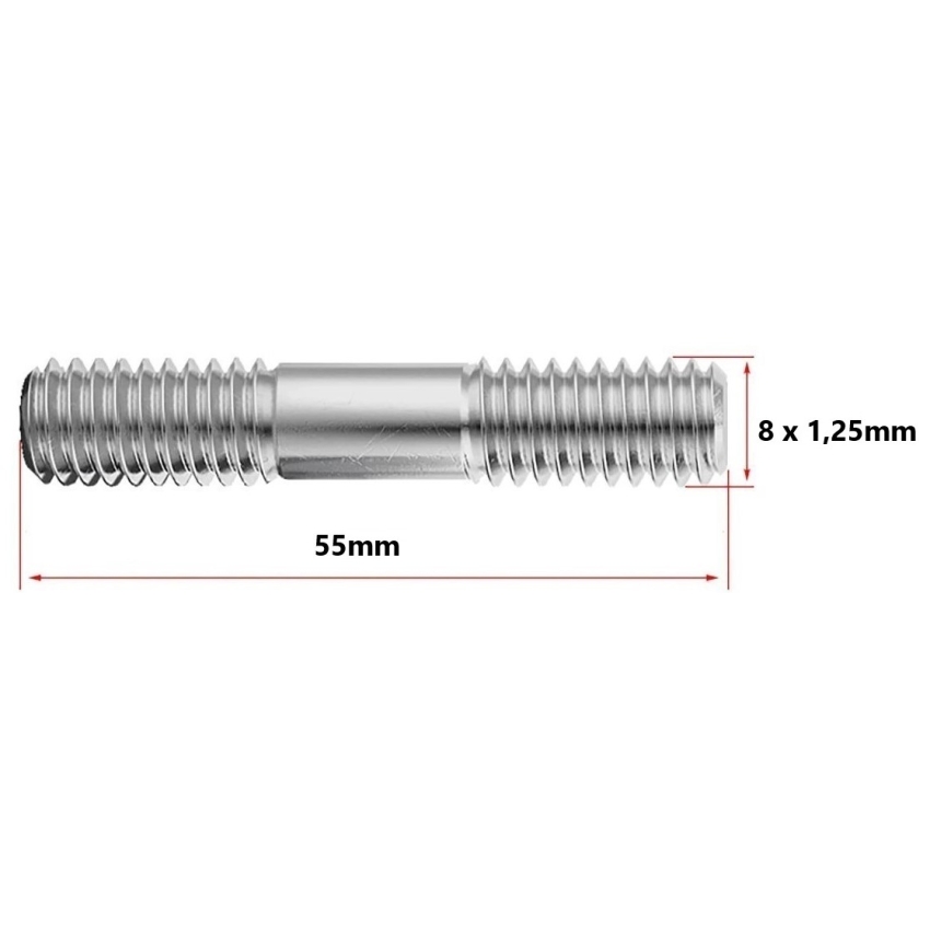 Prisioneiro da Turbina 8 x 1,25 x 55mm (Pacote com 10 unidades)