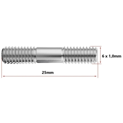Prisioneiro da Turbina 6 x 1,0 x 25mm (Pacote com 10 unidades)