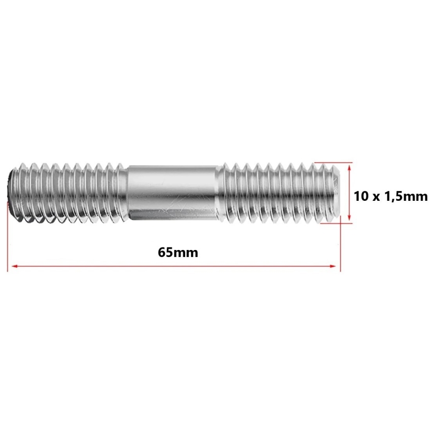 Prisioneiro da Turbina 10 x 1,5 x 65mm (Pacote com 10 unidades)