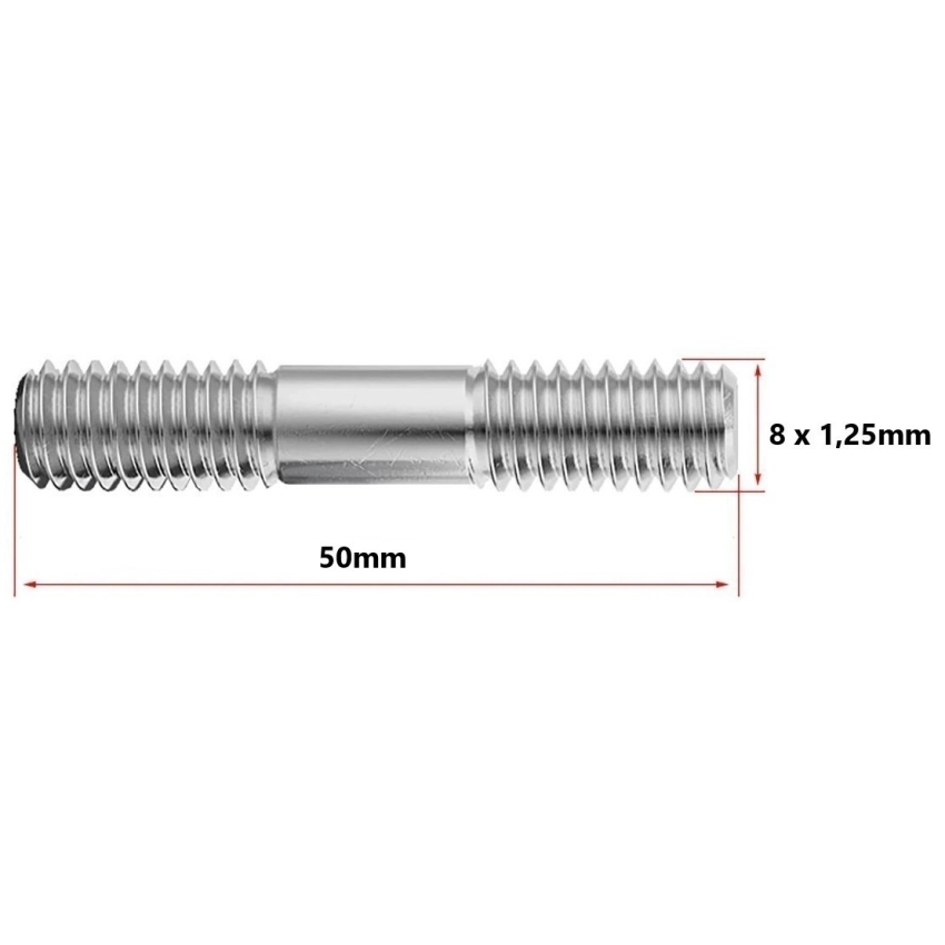 Prisioneiro da Turbina 8 x 1,25 x 50mm (Pacote com 10 unidades)